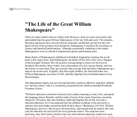 william shakespeare essay